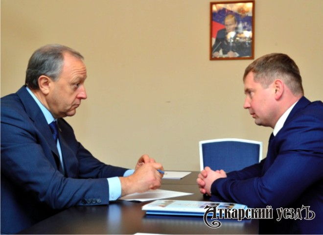 Встреча губернатора Саратовской области Валерия Радаева с главой администрации Аткарского МР Виктором Елиным