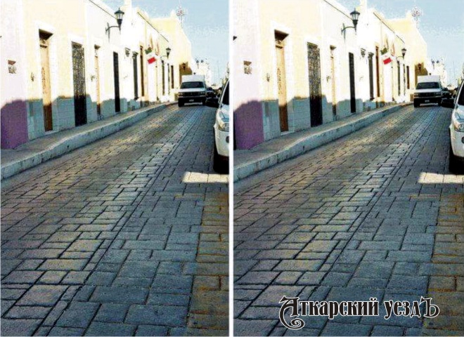 Оптическая иллюзия с параллельными непараллелельными улицами