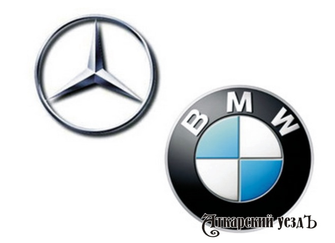 Значки Mercedes-Benz и BMW