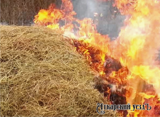 На крупном пожаре в Озерном сгорело 6 тонн сена
