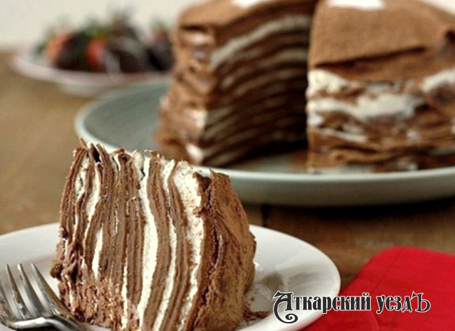 Блинный торт с шоколадом и какао – рецепт дня от «Уезда»