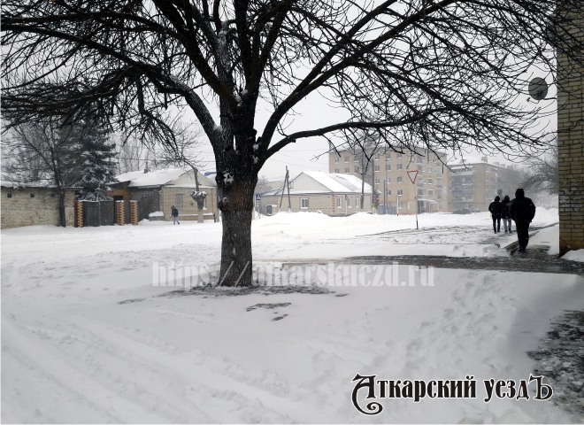 Снегопад в городе Аткарске